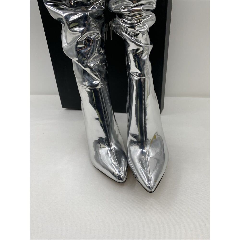 INC INTL Concepts Wmn Iyonna Slouch Heeled Boot Sz US 6 Silver Patent - Picture 7 of 12